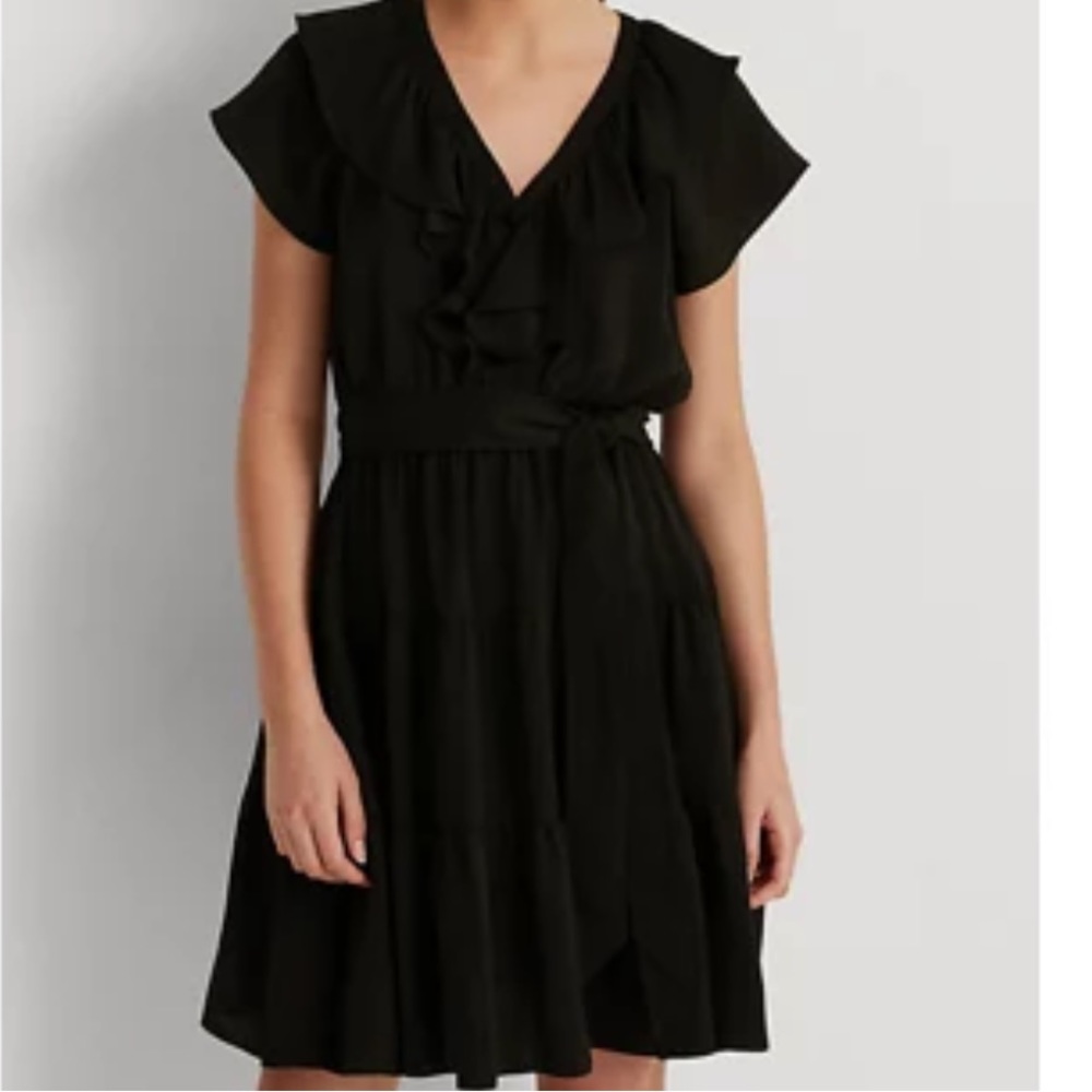 LAUREN Ralph Lauren ruffle satin tie belt dress size 6 - 💗 NWT 💗